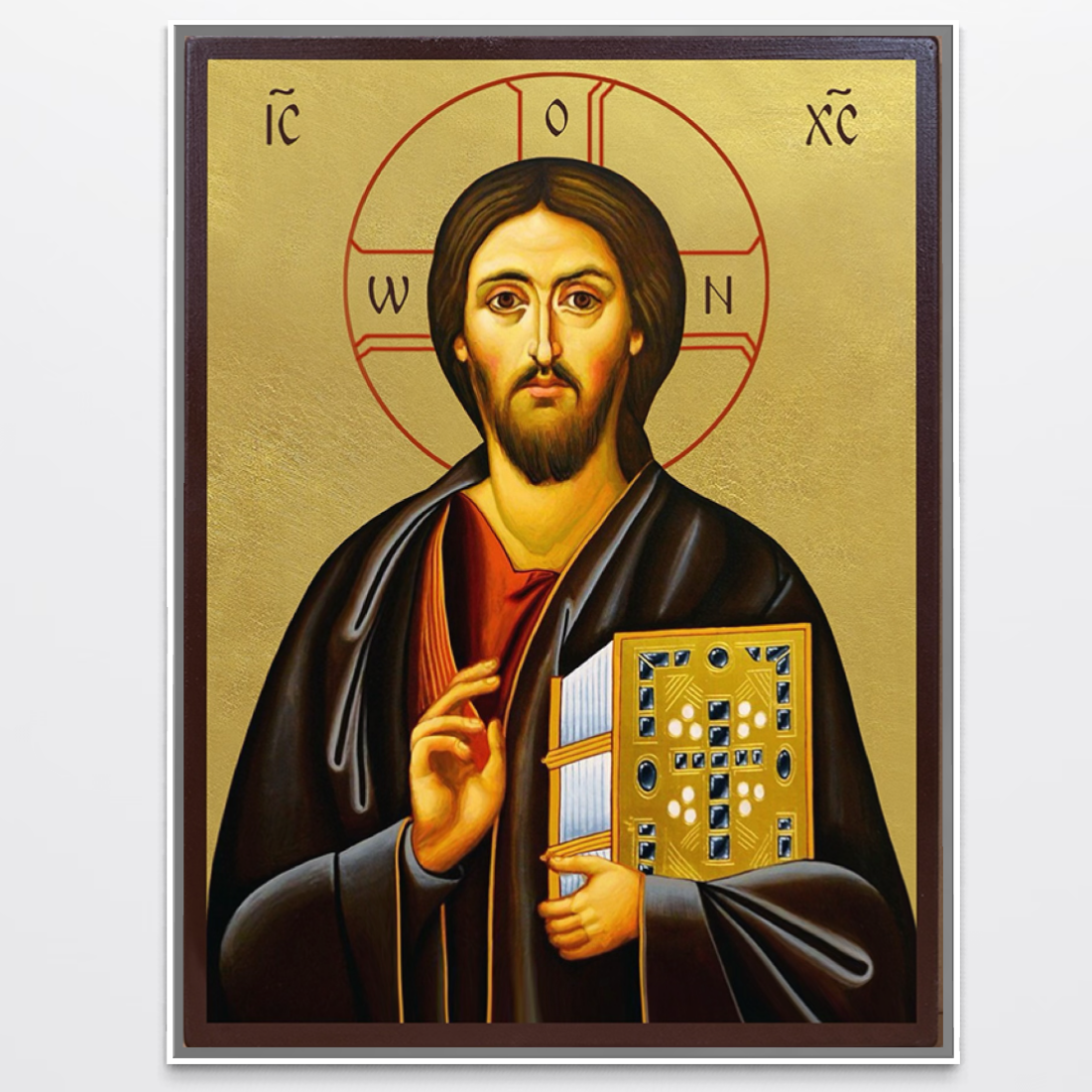 Icoana iisus hristos pantocrator pe fundal auriu, tablou canvas pentru perete